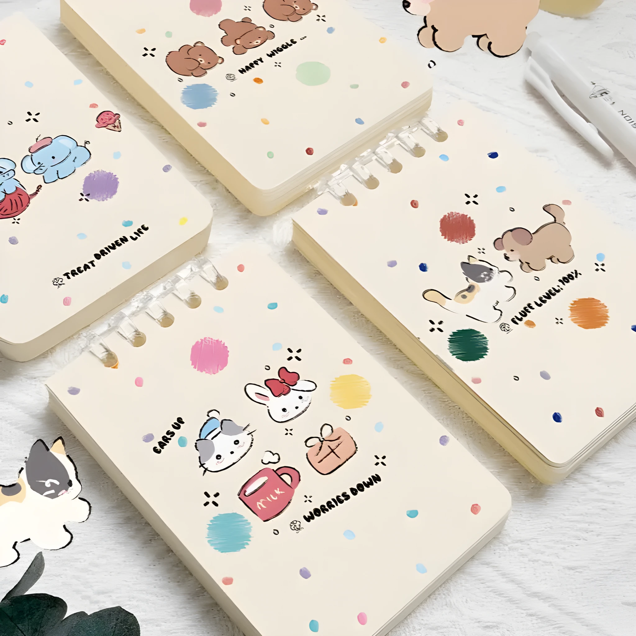 A7 flip-up small notebook 80 sheets 7.3x10.3cm with 5-hole punch in four colour options