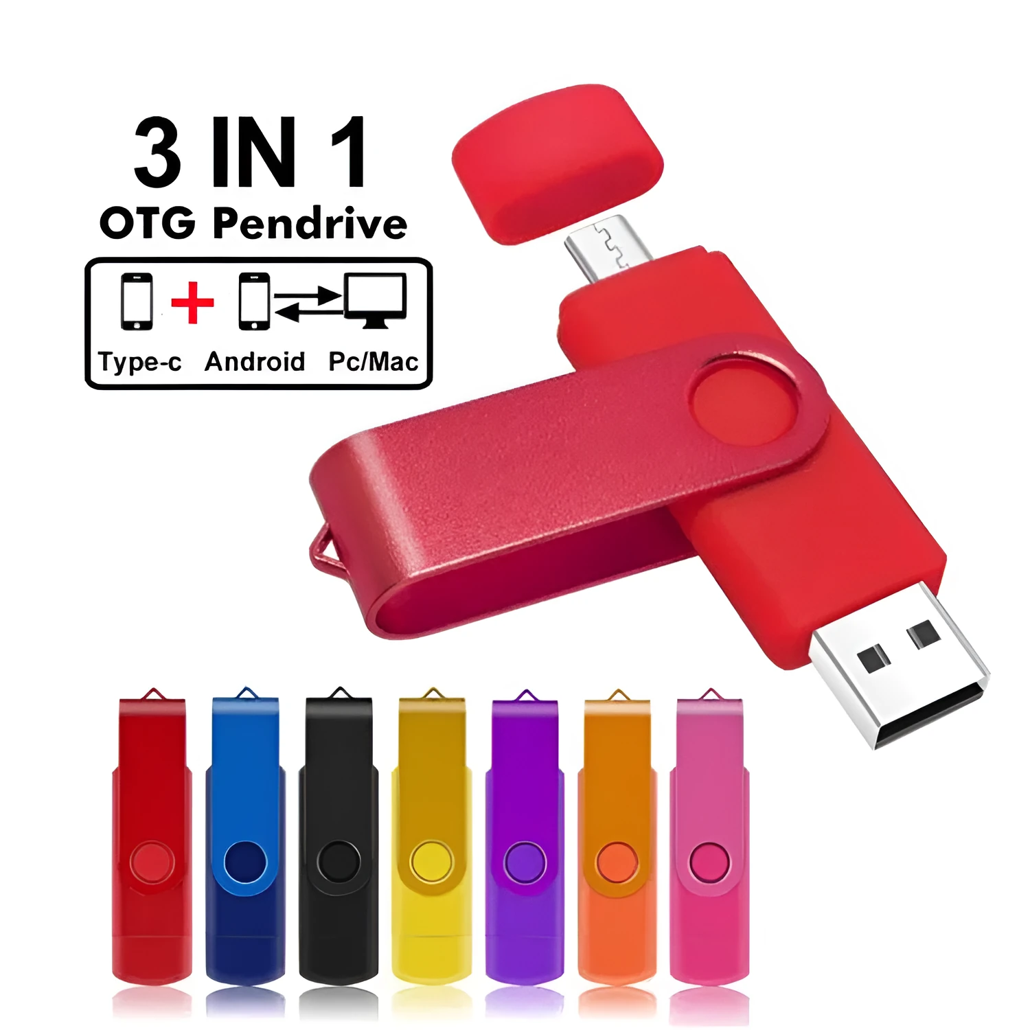 Android 2-in-1 mobile phone U-disk USB flash drive with plastic shell in multiple colours