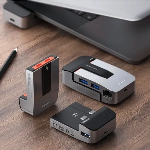 Mecha Era bracket type multifunctional HUB hub in space grey aluminium alloy with multiple USB and HDMI ports