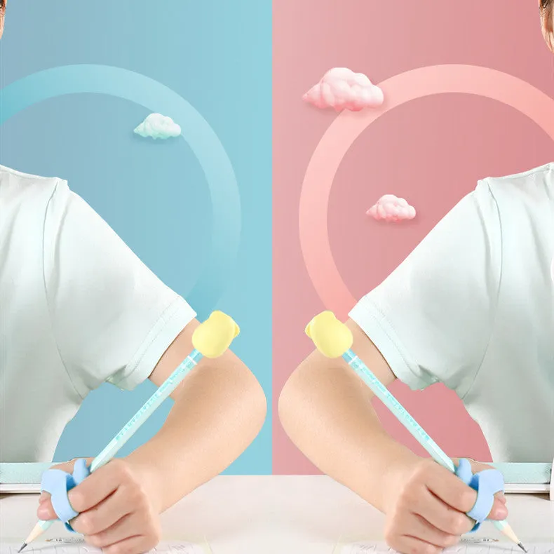 Student correcting pen holder in silicone with five-finger full positioning design for zero-based learning, mixed colour pack
