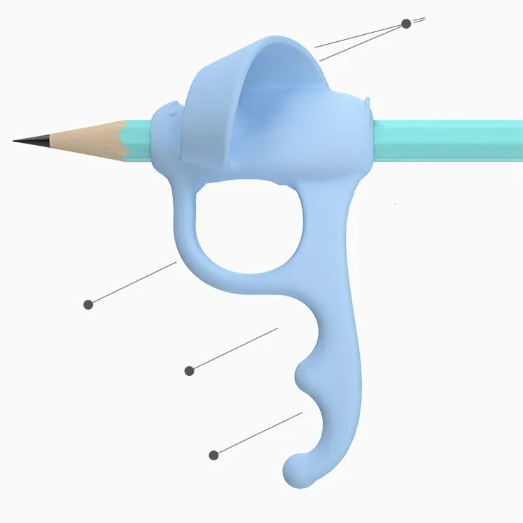 Student correcting pen holder in silicone with five-finger full positioning design for zero-based learning, mixed colour pack