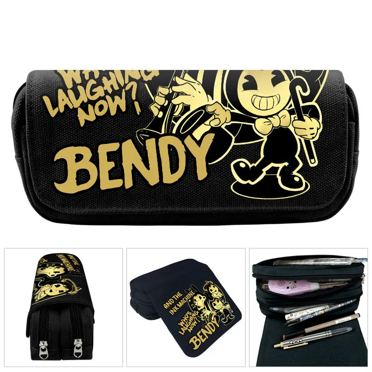 Canvas cartoon pencil case 20x9x6.5 cm in a colour style showing printed character design for student stationery storage