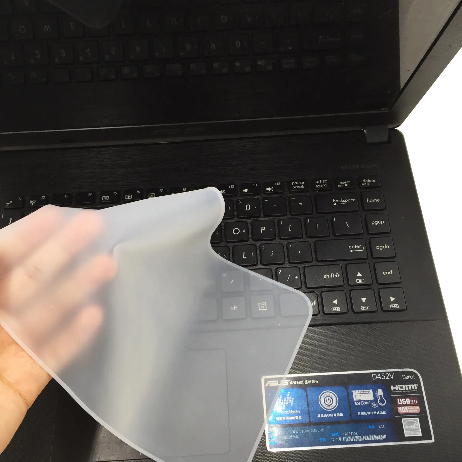 Transparent silicone keyboard dust film for laptop, dustproof and waterproof protective cover