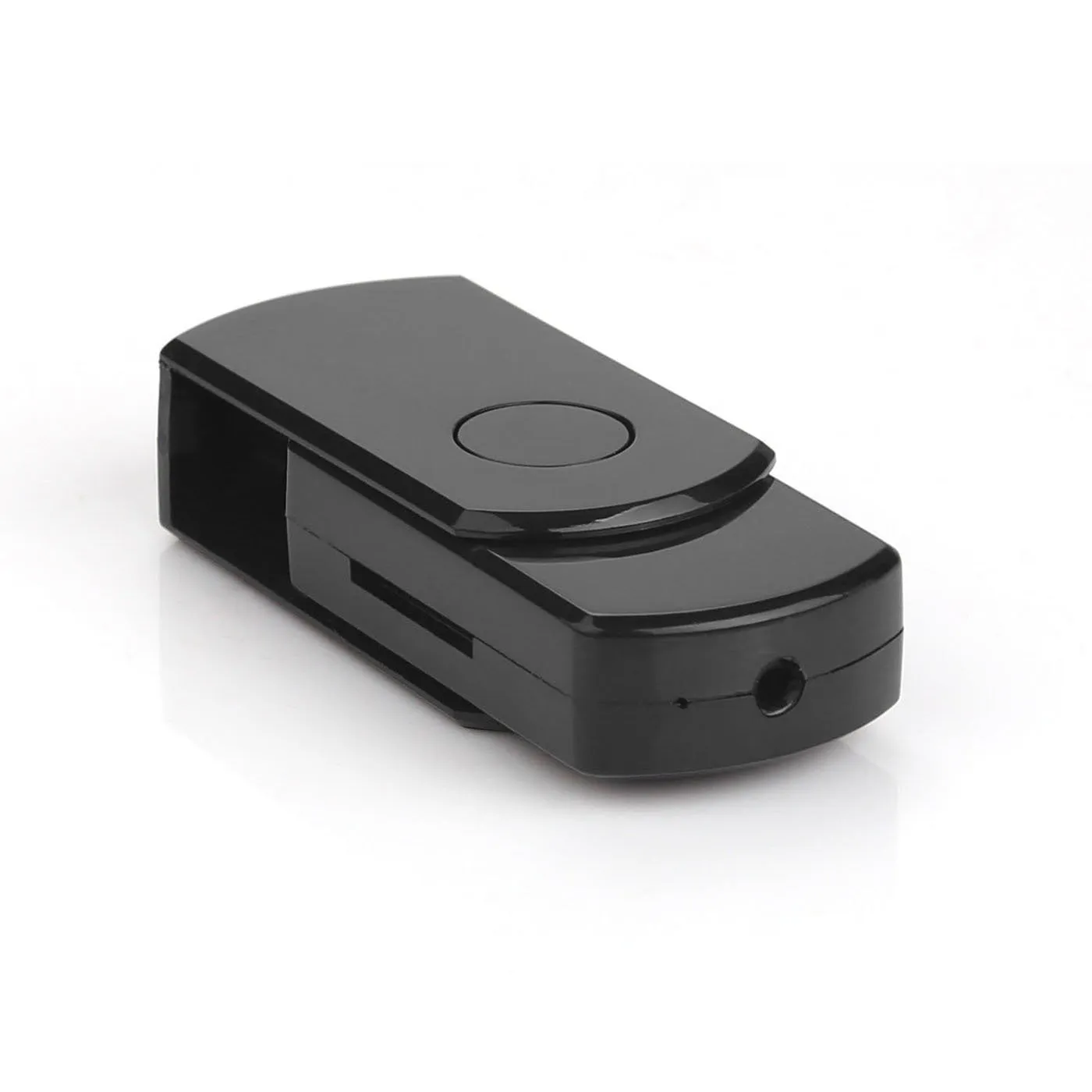 U03 Recording Rotary Card U Disk in black colour with plastic shell, showing rotary button and USB connector