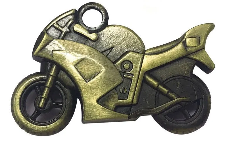 Metal USB 3.0 flash drive with beam bending car design and necklace loop on a lanyard