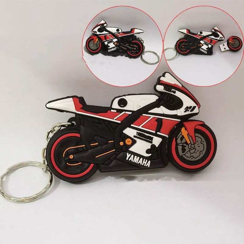 Metal USB 3.0 flash drive with beam bending car design and necklace loop on a lanyard