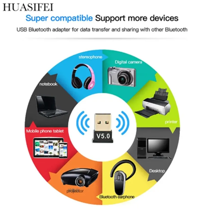 USB Bluetooth 5.0 audio receiver transmitter for desktop computer notebook, gold colour