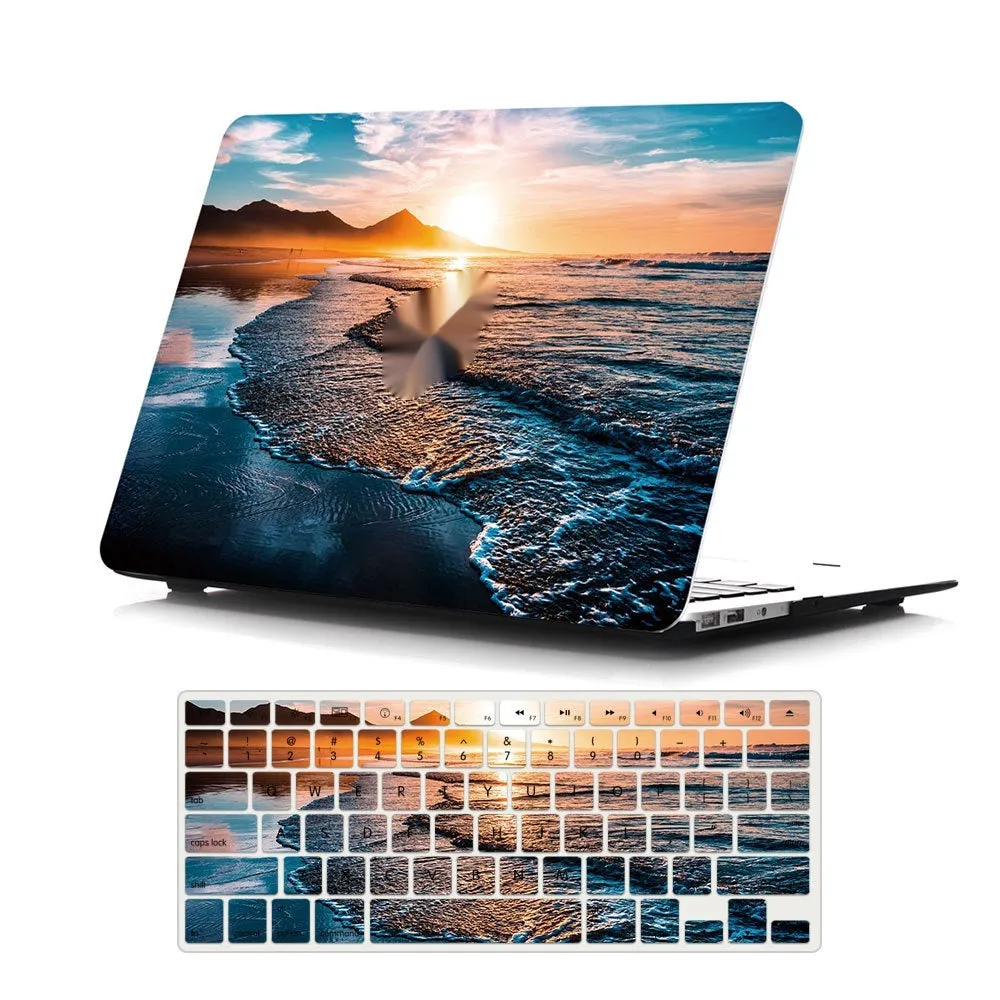 Customizable painted hard shell plastic case protector for MacBook in black with skin-feel finish showing top and bottom pieces