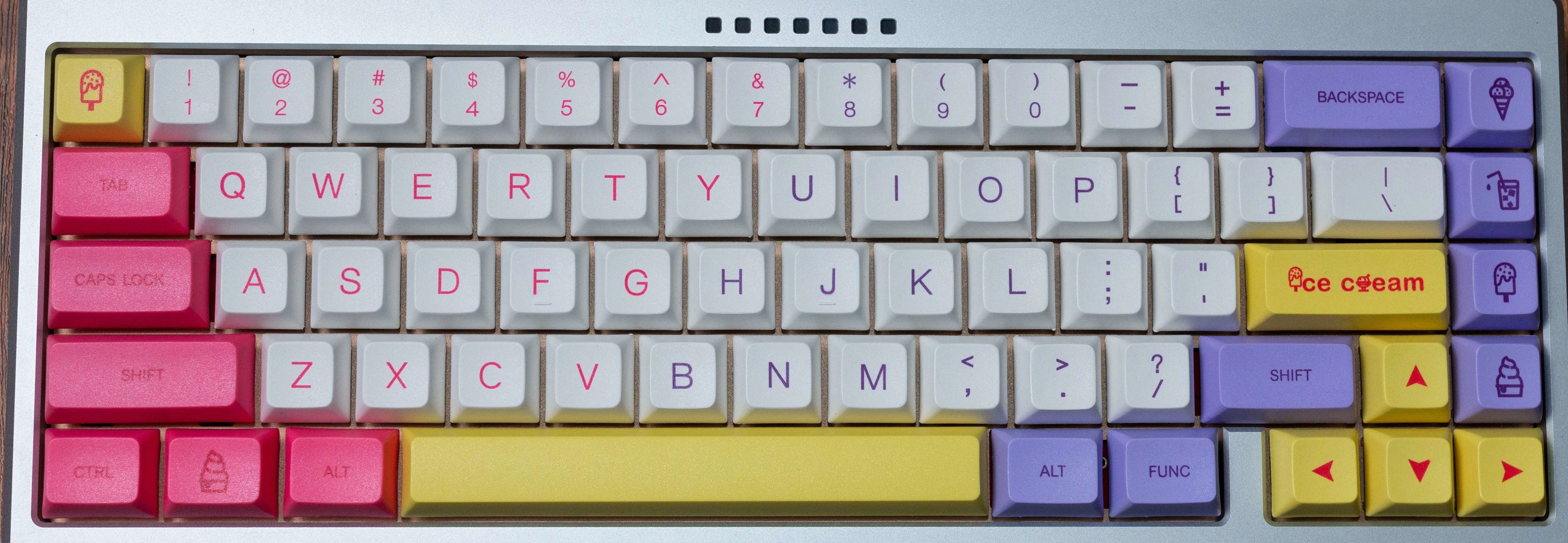 Ice Cream Macaroni Key Cap wireless USB keyboard with colourful keycaps, Ice Cream Cup design