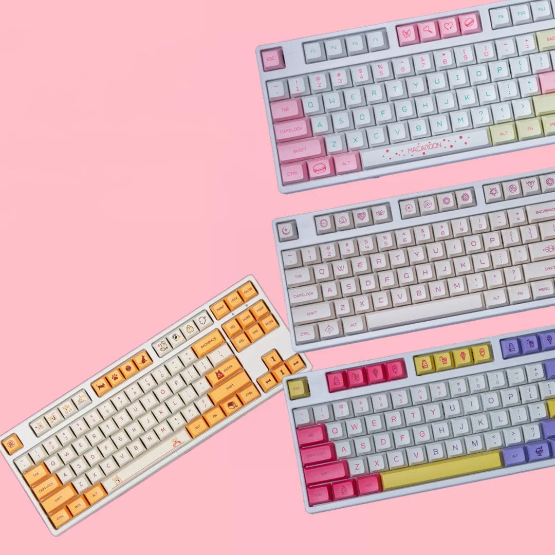 Ice Cream Macaroni Key Cap wireless USB keyboard with colourful keycaps, Ice Cream Cup design