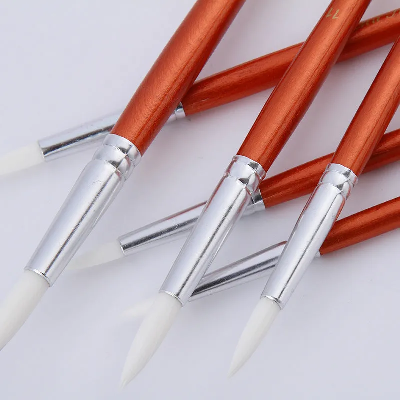 12 piece round nylon hair paint brush set with wooden handles for art school watercolour and acrylic painting