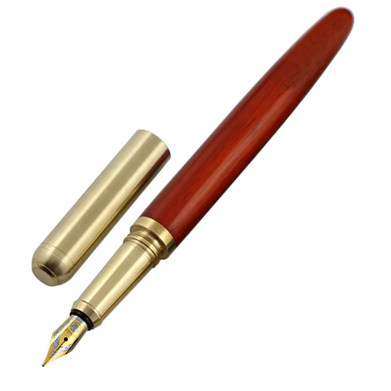 African rosewood fountain pen with brass cap and 0.7mm stainless steel nib