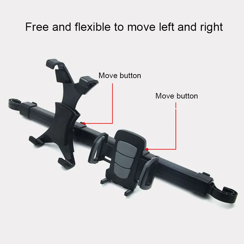 Black ABS plastic and PC tablet pc car back seat bracket with 360 degree rotation