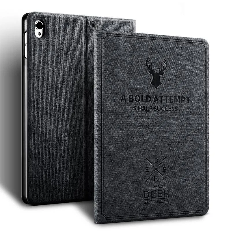Flat anti-falling imitation leather jacket cover for iPad Air 4 10.9 inch, simple style, black colour