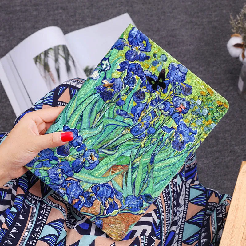 Handmade liquid silicone flip case for iPad in Apricot Flower colour with floral design.
