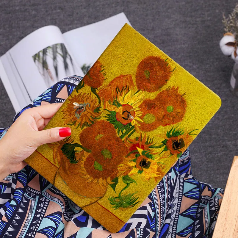 Handmade liquid silicone flip case for iPad in Apricot Flower colour with floral design.