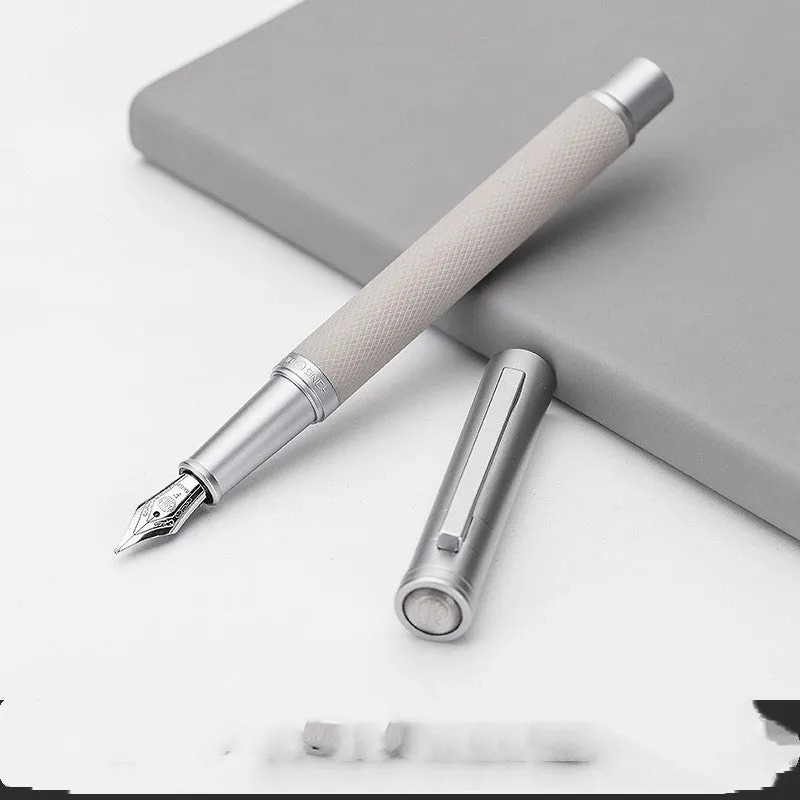 Metal fountain pen in business gift box with titanium iridium gold nib, black body, and black forest colour option