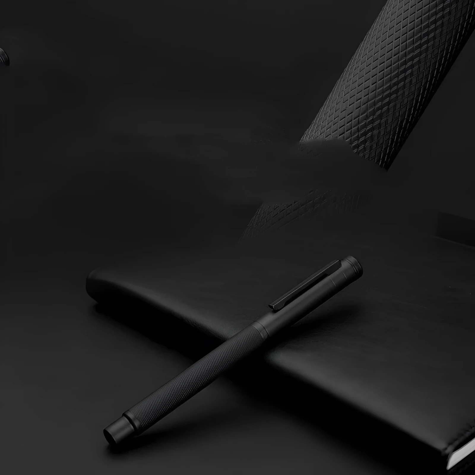 Metal fountain pen in business gift box with titanium iridium gold nib, black body, and black forest colour option