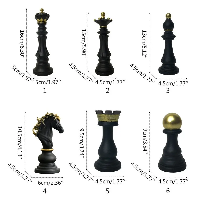 Creative chess resin ornaments synthetic resin European style medium black white warhorse king queen