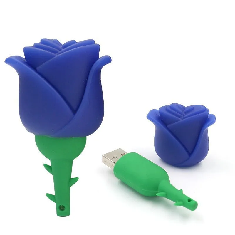 Creative cartoon anime rose shape USB 2.0 flash drive with PVC shell in pink colour
