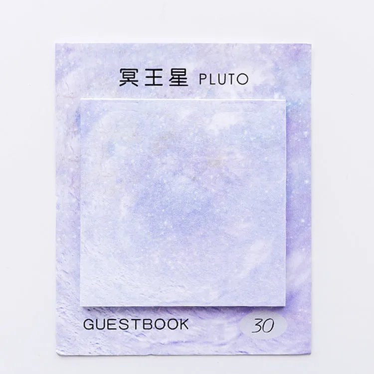 Square planet oil painting sticky notes pad showing Earth, Mars, Mercury designs