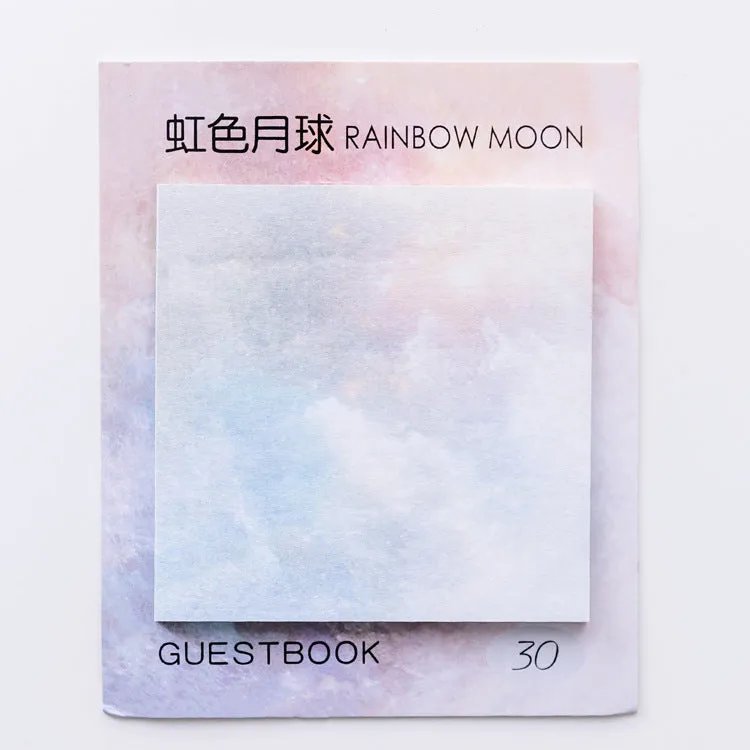 Square planet oil painting sticky notes pad showing Earth, Mars, Mercury designs