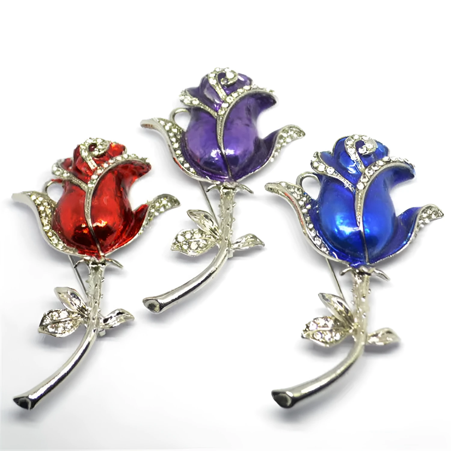 Diamond-studded metal rose flower crystal USB flash drive with USB 2.0 interface in blue colour option