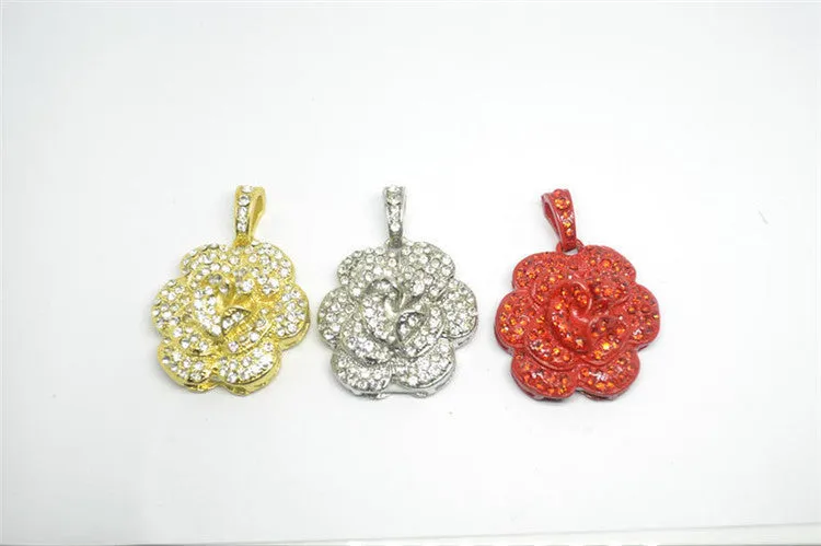 Diamond-studded metal rose flower crystal USB flash drive with USB 2.0 interface in blue colour option