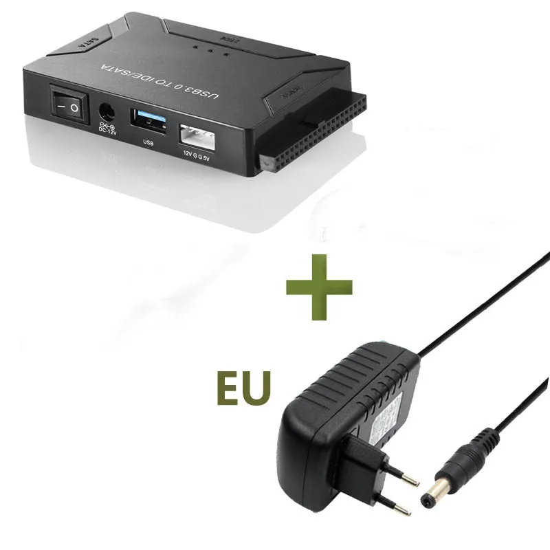 Black SATA to USB 3.0 adapter cable 1 metre long with copper wire for three hard drives