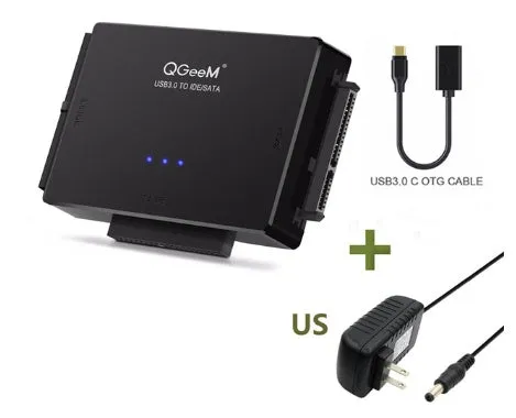 Black SATA to USB 3.0 adapter cable 1 metre long with copper wire for three hard drives