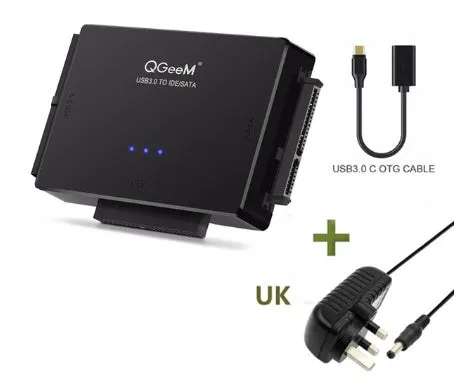 Black SATA to USB 3.0 adapter cable 1 metre long with copper wire for three hard drives