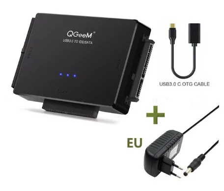 Black SATA to USB 3.0 adapter cable 1 metre long with copper wire for three hard drives