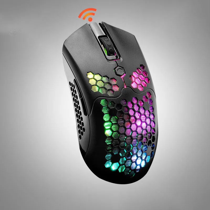 Free Wolf X2 Wireless Mouse in black with 7 keys and four-way scroll wheel on a desk