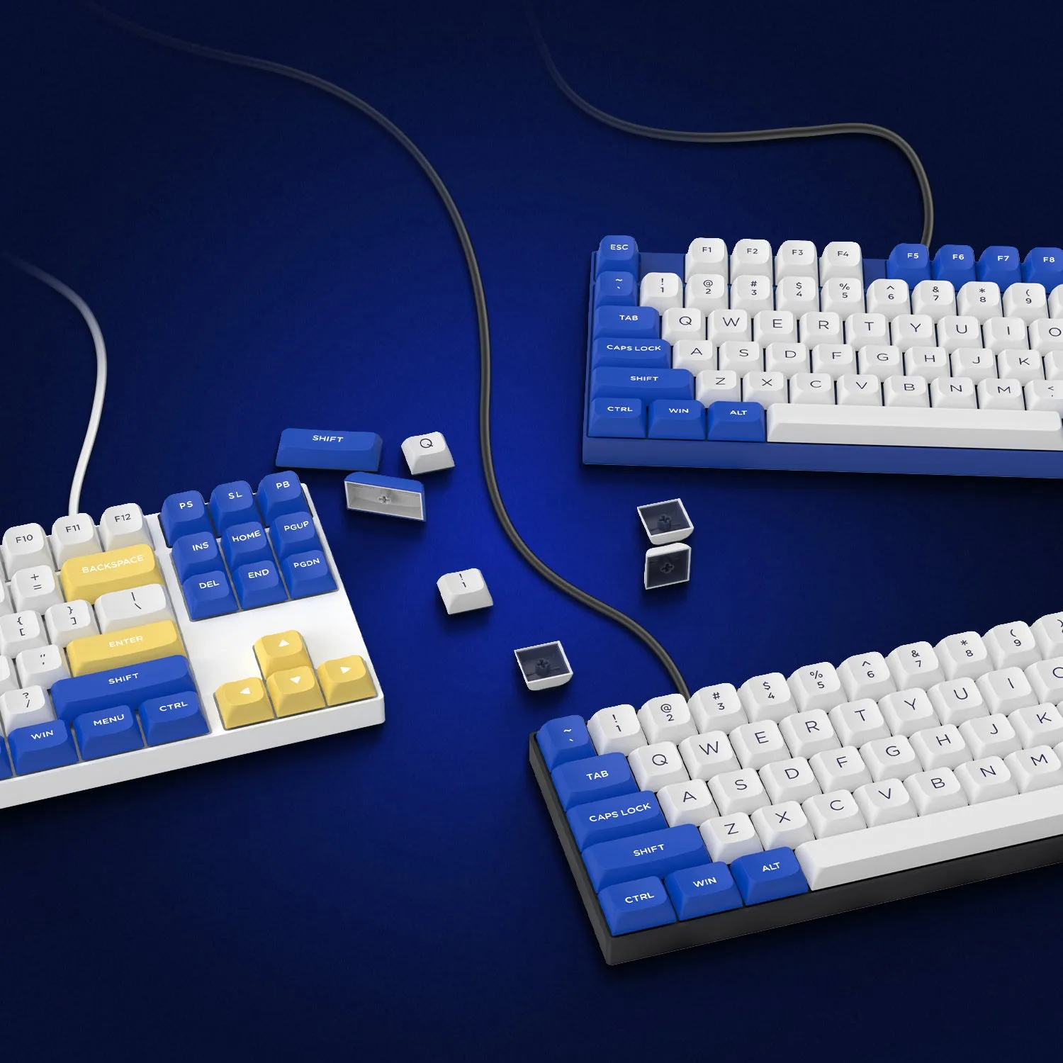 189-key PBT keycap set in Klein Blue, compatible with MX mechanical switches, featuring secondary forming legends