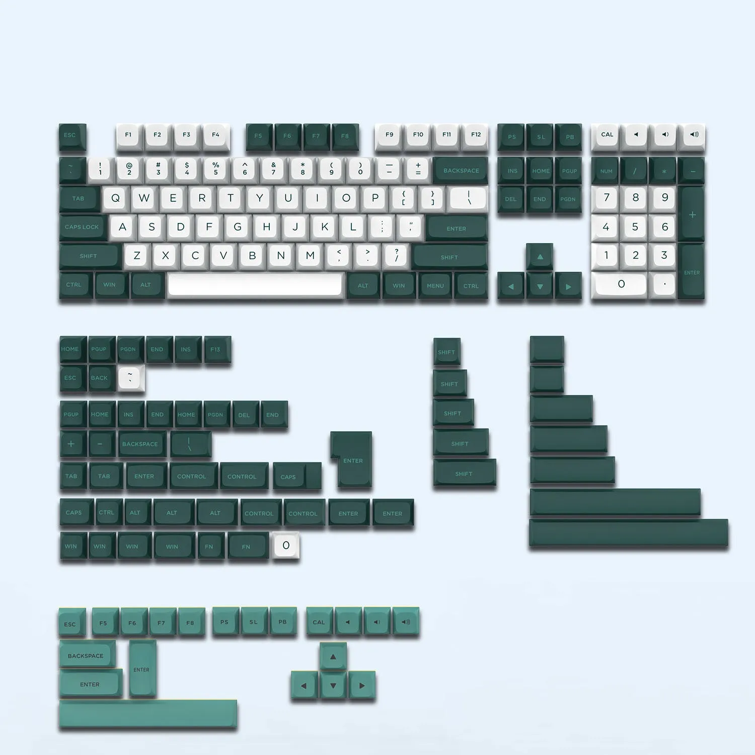 189-key PBT keycap set in Klein Blue, compatible with MX mechanical switches, featuring secondary forming legends