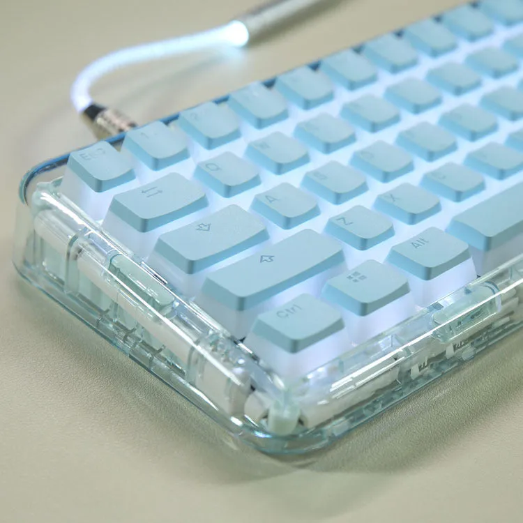 Double Skin Milk Pudding Transparent PBT key cap set in pink colour for mechanical keyboards with RGB backlighting