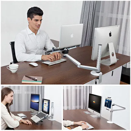 OA-1 aluminium alloy height adjustable laptop stand with rotatable arm and clamp