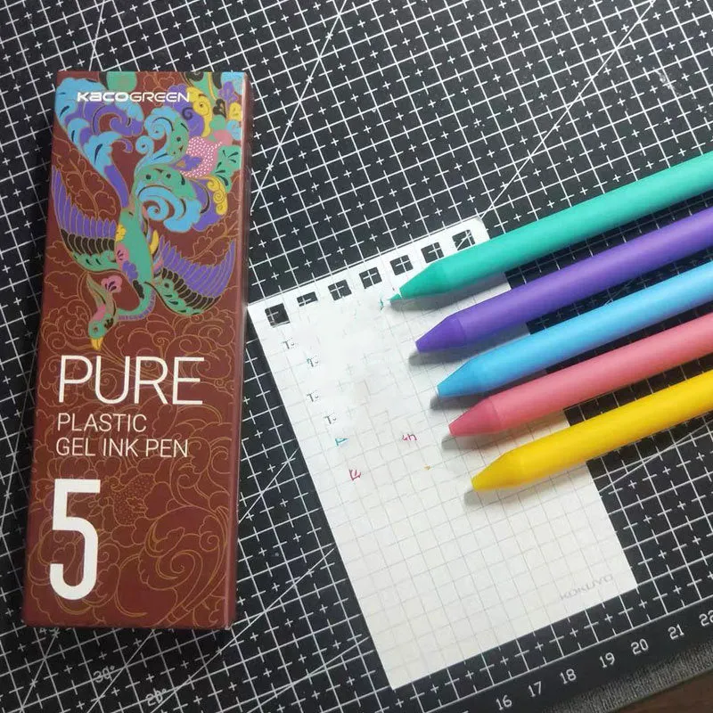 Pack of 5 Candy Colour Gel Pens with 0.5mm fine tip and plastic body in assorted style options