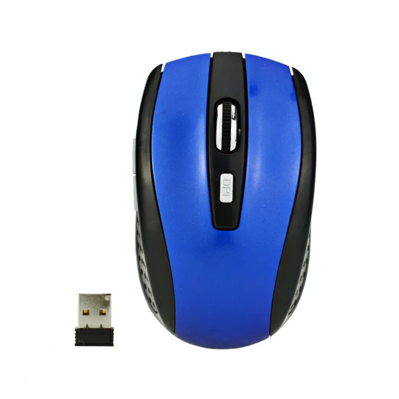 2.4G optical wireless mouse in black with USB receiver, 1000DPI, six buttons