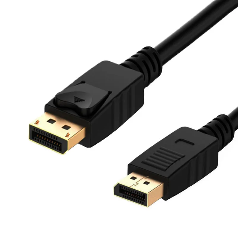 1.8m black DisplayPort DP male to DP male extension cable on white background