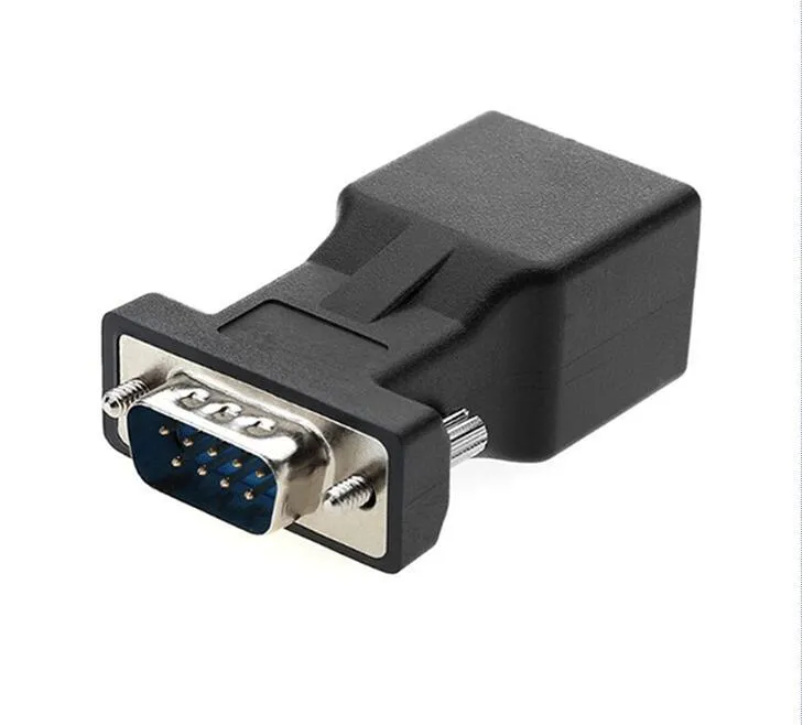 Black alloy VGA male to RJ45 adapter for computer video extension up to 20 metres