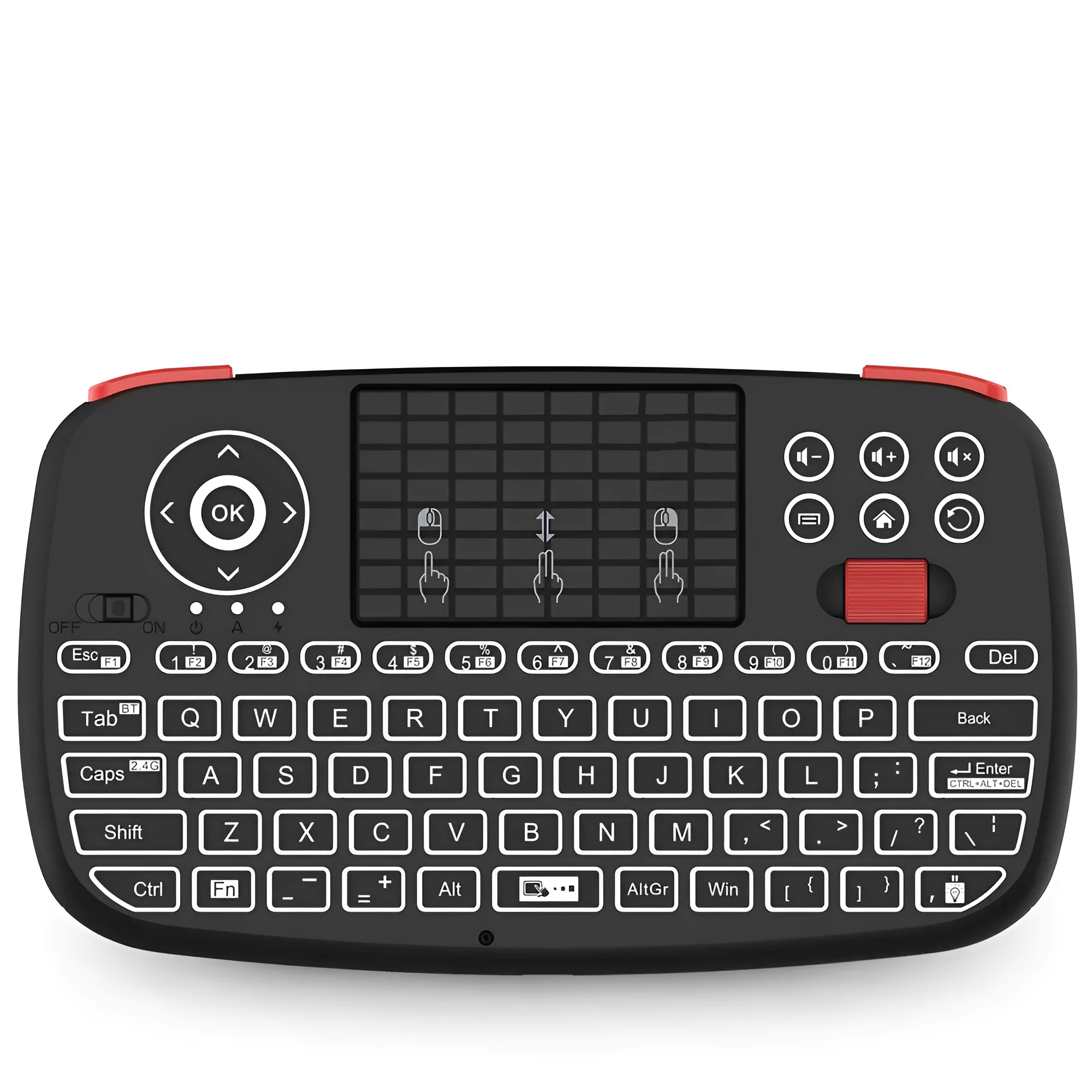 i4 dual mode Bluetooth and 2.4g wireless mini keyboard with multimedia keys in black