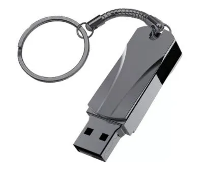 Rotating metal USB flash drive in silver, 42x15x9mm, capacities up to 16TB, with USB 3.0 interface