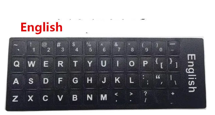 Russian layout keyboard film, black PVC with orange Cyrillic letters, 14-inch universal size