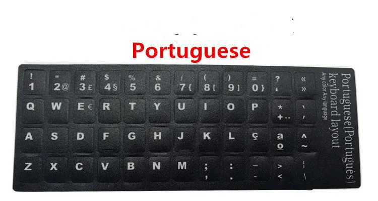 Russian layout keyboard film, black PVC with orange Cyrillic letters, 14-inch universal size