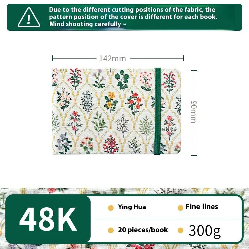 Feiluniao handmade watercolour notebook with fabric cover showing thematic design options