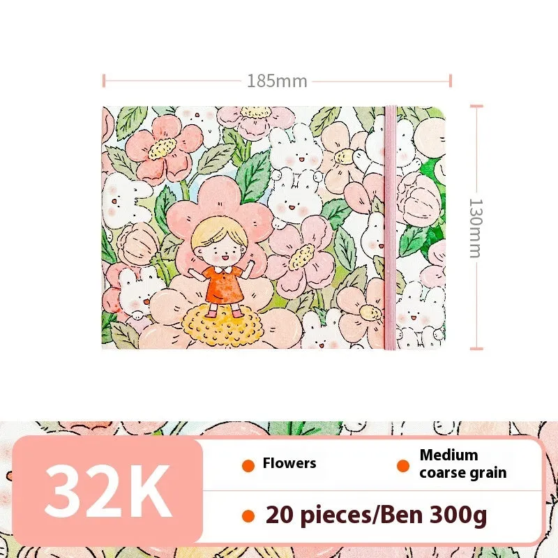Feiluniao handmade watercolour notebook with fabric cover showing thematic design options