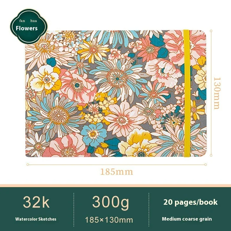 Feiluniao handmade watercolour notebook with fabric cover showing thematic design options