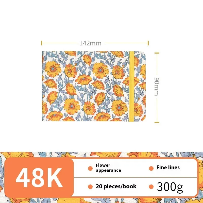 Feiluniao handmade watercolour notebook with fabric cover showing thematic design options