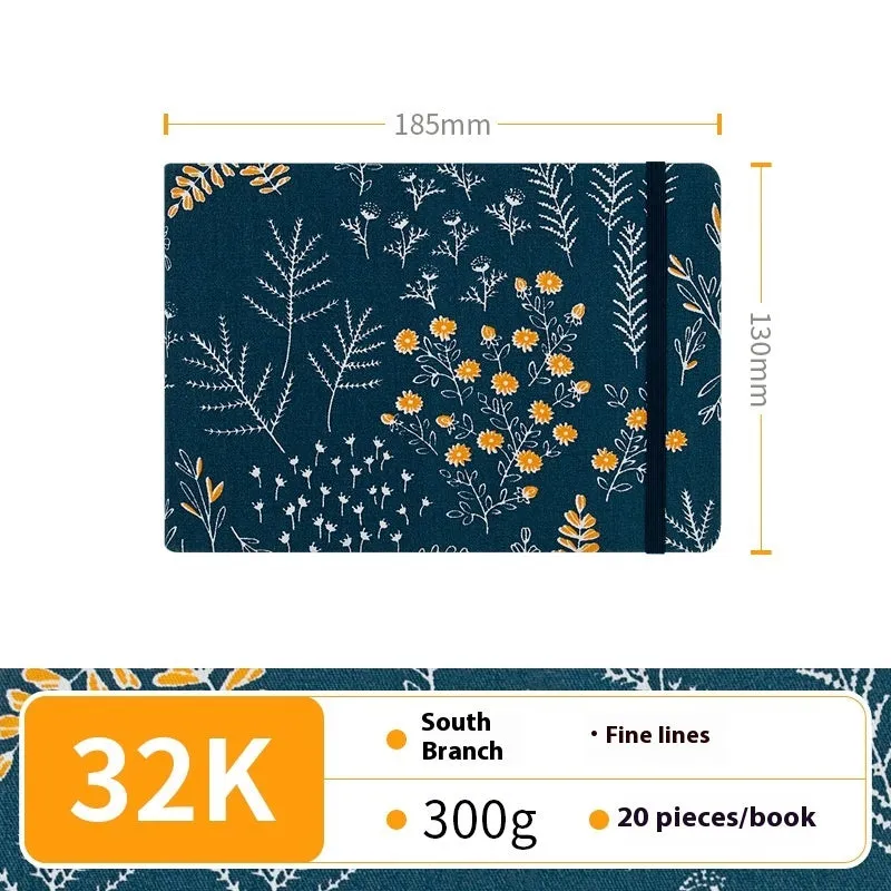 Feiluniao handmade watercolour notebook with fabric cover showing thematic design options